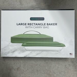 Servappetit Rectangle Baker Glass Baking Dish W/ Insulated Carry Bag 13.5x9”